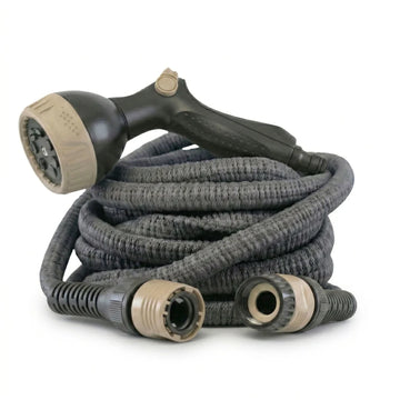 Flexible Garden Hose with Spray Nozzle – Gray