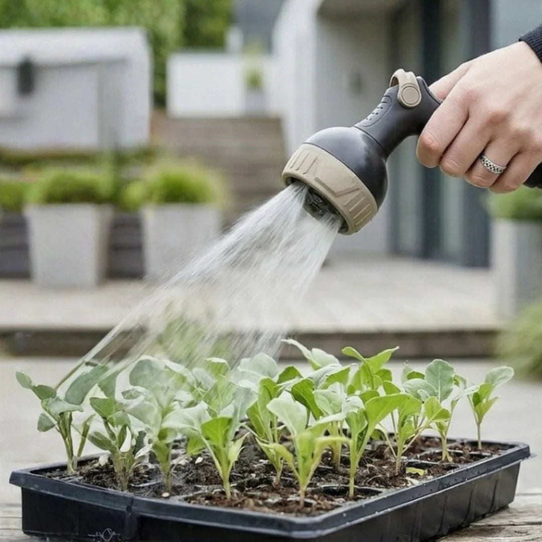 Flexible Garden Hose with Spray Nozzle – Gray