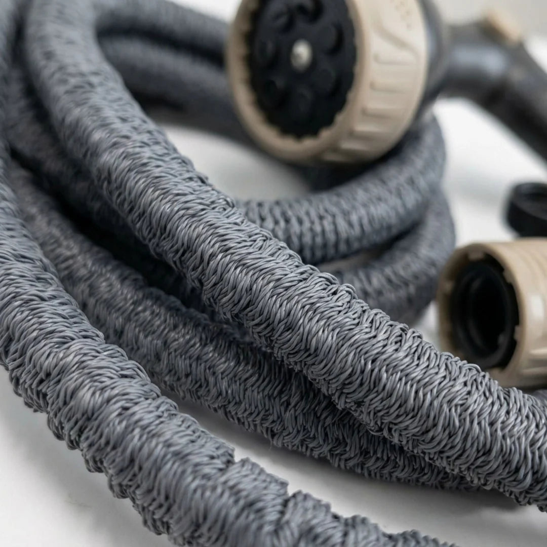 Flexible Garden Hose with Spray Nozzle – Gray