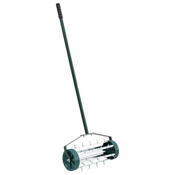 Tow-Behind Lawn Roller with Aerator Spikes – Green
