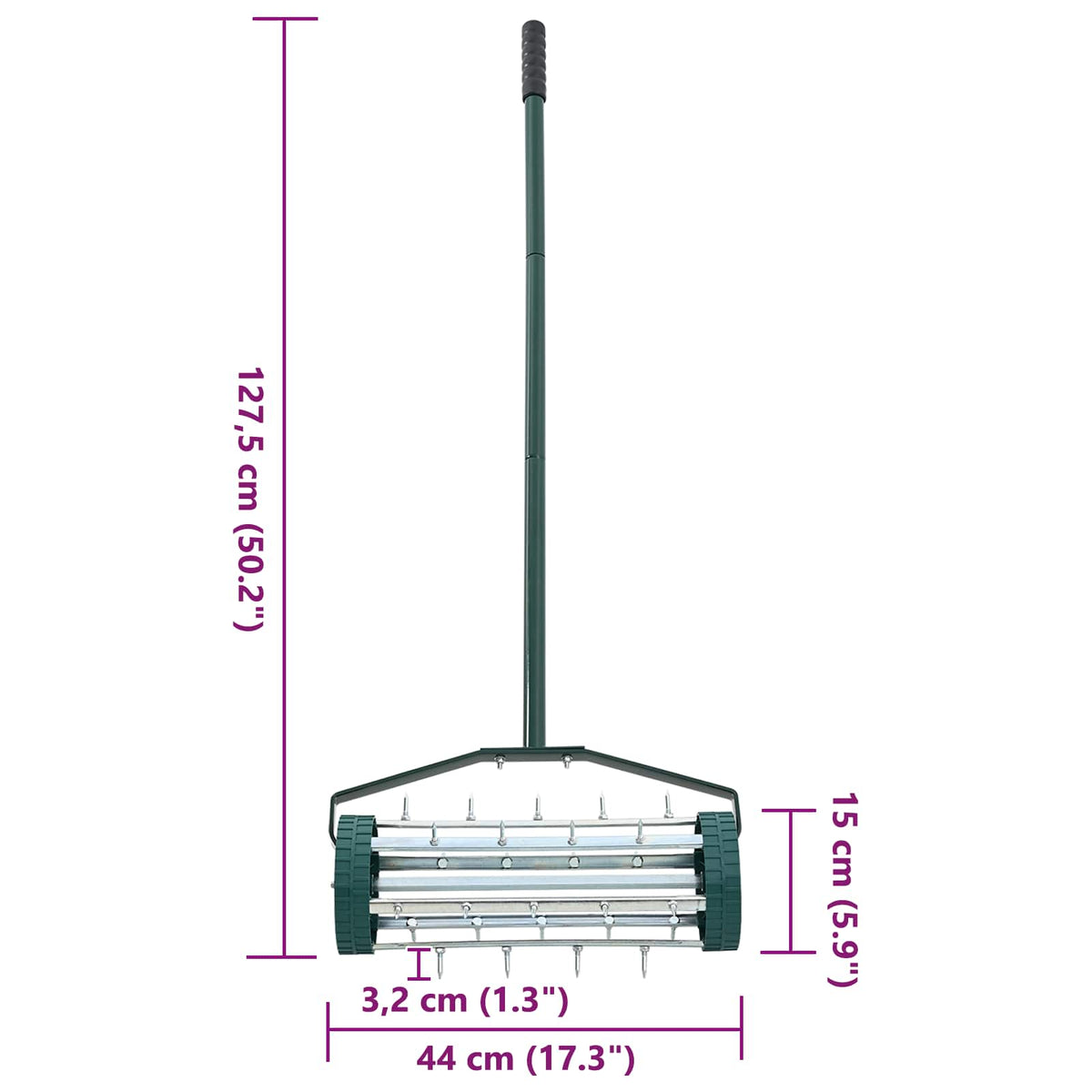 Tow-Behind Lawn Roller with Aerator Spikes – Green